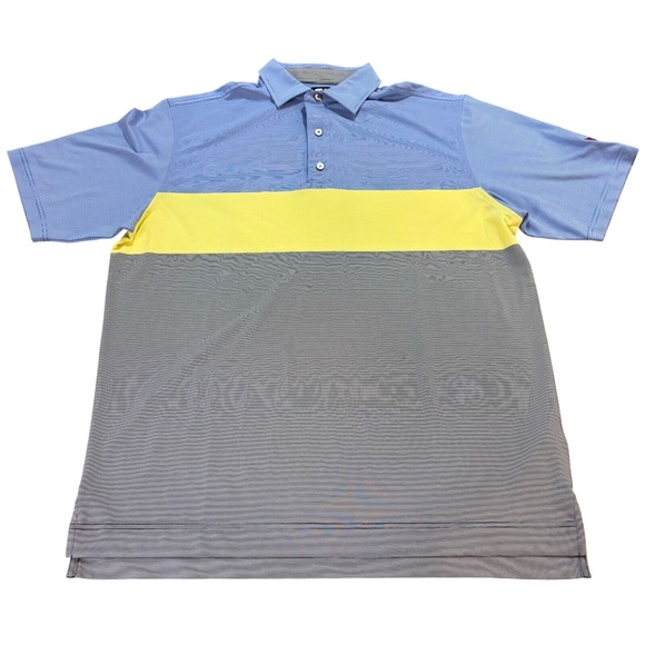 FootJoy Other - FootJoy Mens ProDry Golf Polo Shirt Blue‎ Yellow Grey Striped Colorblock Size L